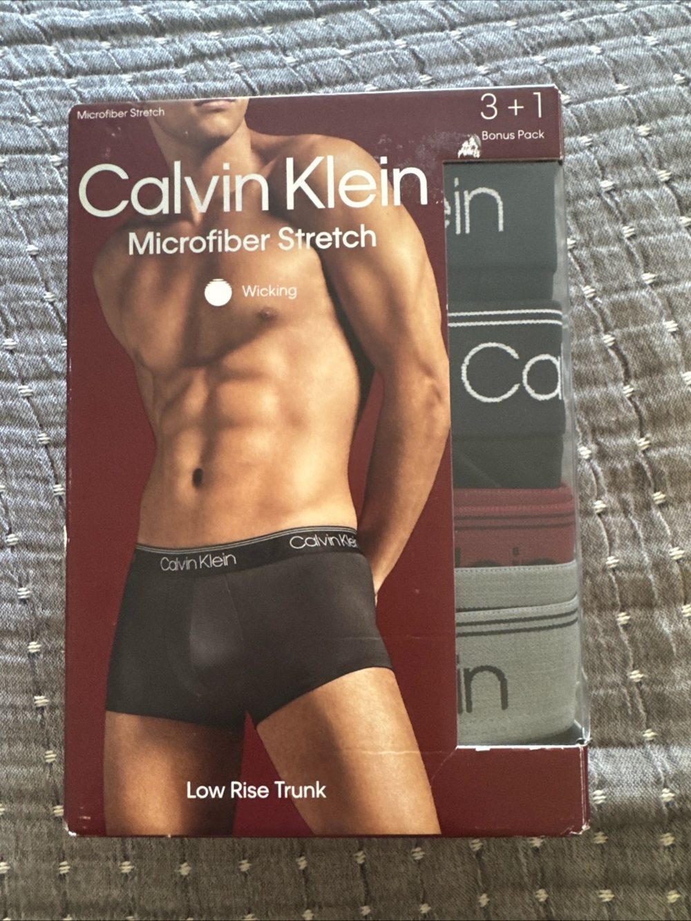 Calvin Klein Microfiber Stretch Low Rise Trunks – Black/Gray/Maroon
